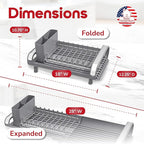 Better Houseware in Sink Dish Drying Rack, Dish Drying Rack in Sink with Non-Slip Handles, Stainless Steel Space-Saving Design, Dish Rack Holds 8 Plates, 12.25 x 18 x 10.75 Inch, Gray