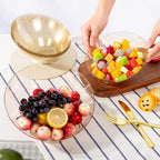 Goodluck 5 Pack Gold Glitter Plastic Serving Bowls for Party - 20 OZ Angled Disposable Serving Bowls for Wedding Party Chip, Candy, Salad & Fruit