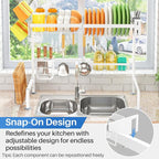 SNTD Over The Sink Dish Drying Rack - Adjustable Dish Rack for Kitchen Counter, Metal (White)