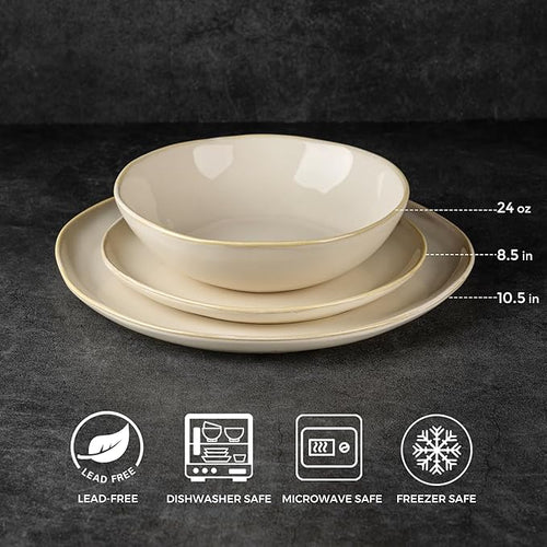 AmorArc Ceramic Dinnerware Sets,Handmade Reactive Glaze Stoneware Plates and Bowls Sets,Highly Scratch Resistant | Dishwasher & Microwave Safe Dishes Set,Service for 6 (18pc)