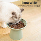 CEEFU Extra Wide Elevated Ceramic Cat Bowl, 6.2" Shallow Dish for Whisker Fatigue Relief, 5" Height for Easy Feeding, Durable Raised Cat Food Bowls, Pack of 2, Sage Green