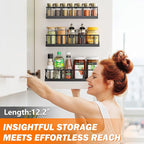 Spice Rack Wall Mounted 4 Pack, Space-Saving Spice Organizer for Spice Jars and Seasonings,Screw or Adhesive Hanging Spice Rack Organizer for Your Kitchen Cabinet,or Pantry Door