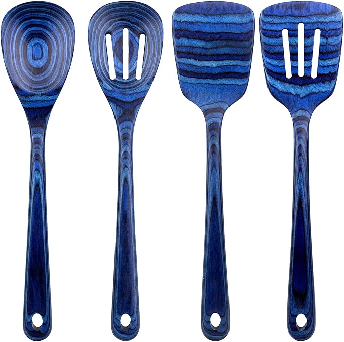 Totally Bamboo Baltique Malta Collection 4 Piece Cooking Utensil Set, Safe for Nonstick
