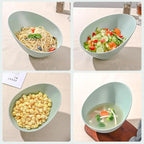 LOVYANXUE Bamboo Fiber Salad Bowls, 4 Packs Serving Bowls Blue Green, Compostable 33 Ounce Elegant Angled Bowls for Salad, Pasta, Soup, Prep, Ideal for Home and Restaurant