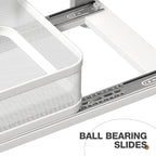 2 Pack 18.5IN-Depth Under Sink Organizer With Next-Gen Ball-Bearing Slides,2-Tier Precision Mesh Pull Out Cabinet Storage for Bathroom&Kitchen,Height Adjustable Drawers Shelf,Anti-rust-White
