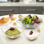 R-kay 6 Pack Square Plastic Serving Bowls - Clear Plastic bowls 32 Oz - Salad Bowls Large Serving, Premium Duty For Weddings Catering And Birthday parties