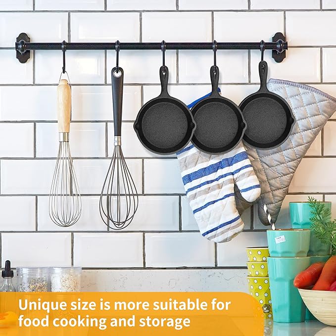 4 Inch Mini Cast Iron Skillet Set of 6, Black Small Cast Iron Skillet, Nonstick Small Frying Pan for Indoor and Outdoor Restaurant Kitchen