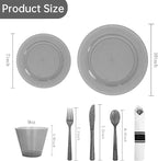 DaYammi 350 Pieces Black Glitter Dinnerware Set 50 Guest for Party- 50 Dinner Plates, 50 Dessert Plates -50 Per Rolled Napkins with Black Cutlery - 50 Disposable Cups 9 OZ