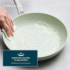 Circulon Halo with LaserDefense Ceramic Nonstick 10 Inch and 12 Inch Frying Pans with Lids, Made without PFAS, Compatible with All Stovetops, Dishwasher and Oven Safe, 4 Piece Cookware Set - Sage