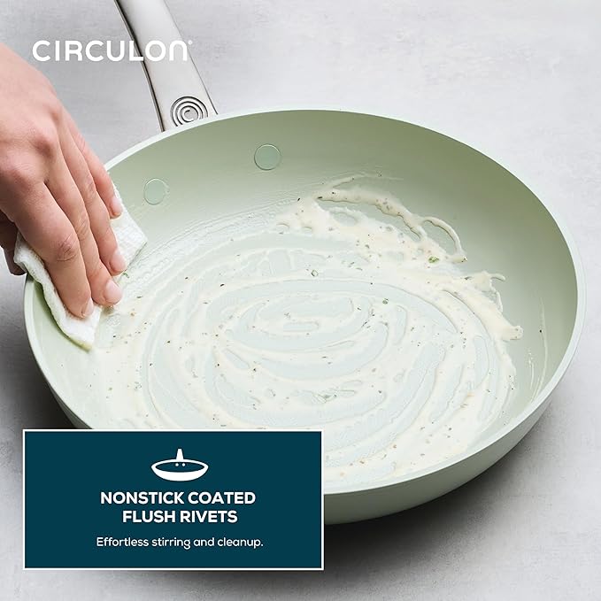 Circulon Halo with LaserDefense Ceramic Nonstick Frying Pan, Made without PFAS, Compatible with All Stovetops, Dishwasher and Oven Safe, 10 Inch Skillet - Sage