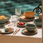 MORA Medium Bowls Set of 4, 28oz Ceramic Pottery Everyday Bowls - Microwave, Oven and Dishwasher Safe - Iris