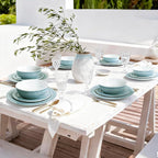 AELS Melamine Dinnerware Set of 18 Pcs, Dinner Dishes Set for Indoor and Outdoor Use, Melamine Plates and Bowls Set for 6, Dishwasher Safe, Lightweight Unbreakable, BPA Free, Green