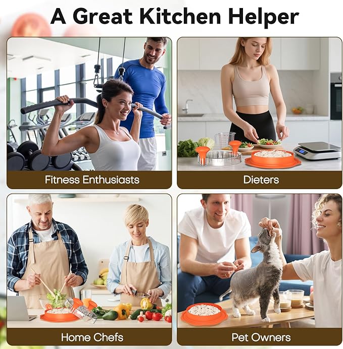 10" Pro Chicken Shredder Tool Twist Large for Kitchen, BPA-Free Food-Safe Meat Grinder, Visible Chicken Breast Meat Shredder with Strong Anti-Slip Bottom & Ergonomic Handle, Orange