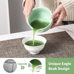 Matcha Whisk Set 5 Pcs, Matcha Kit Set Includes Matcha Bowl, Matcha Whisk and Holder, Bamboo Scoop and Sifter, Ceramic Matcha Set, Matcha Tea Set, Ideal Gift for Family/Friend (Cyan)