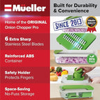 Mueller Vegetable Chopper, Mandoline Slicer, Food Veggie Chopper, Cheese Grater, Onion Vegetable Cutter with Container, Dicer, Kitchen Gadgets & Essentials, White Sand/Green