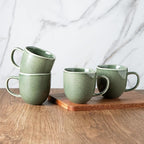 AmorArc 12oz Coffee Mugs, Ceramic Coffee Mugs set of 6 for Man, Woman, Dad, Mom, Modern Coffee Mugs with handle for Latte/Cappuccino/Milk/Cocoa. Dishwasher&Microwave Safe, Jade Green