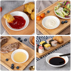 Eisinly 6 Pack Dip Bowls, 3 OZ Ceramic Soy Sauce Dish, White Dipping Sauce Bowls Small Dishes Serving for Tomato Sauce, Soy, BBQ Party Supplies