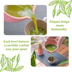 Matcha Whisk Set- Matcha Set includes Matcha Whisk and Bowl with Spout, Sifter, Holder and Scoop- The Perfect Bamboo Whisk for Matcha Tea (Pink Flowers)