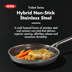 OXO Hybrid 12” Nonstick Stainless Steel Frying Pan, PFAS-Free Ceramic Skillet, Fusion Boost Tech for Powerful Searing, Induction & All Cooktop Compatible, Dishwasher Safe, Mirror Polished Tri-Ply