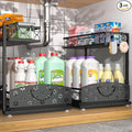 3 Pack Under Sink Organizers, 2-Tier Multi-Use Kitchen and Bathroom Organizers and Storage with Sliding Drawers, Bathroom Cabinet Organizer (Metal, 2 Pack)