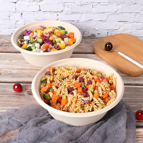 40 oz Disposable salad bowls with lids,Sugarcane Fiber Paper Bowls take away food containers Bagasse Plant Fibers Freezer Safe 25 Pack