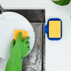 Zulay Kitchen Small Silicone Sponge Holder (4.9x3.3”) – Space-Saving Sink Organizer Tray for Sponge, Soap, Brush & More – Compact Non-Slip Dish for Kitchen & Bathroom (Turkish Sea)