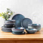 AmorArc Ceramic Dinnerware Sets,Handmade Reactive Glaze Stoneware Plates and Bowls Sets,Highly Scratch Resistant | Dishwasher & Microwave Safe Dishes Set,Service for 6 (18pc)