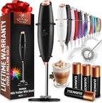 Zulay Kitchen Powerful Milk Frother Wand With 4 AA Duracell Batteries - Ultra Fast Handheld Drink Mixer - Electric Whisk Foam Maker for Coffee, Lattes, Cappuccino, Matcha & Creamer