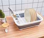 Goderewild Collapsible Dish Drying Rack with Rotating Drain & Plug,Space-Saving Dish Drainers for Kitchen Counter, Portable Dish Rack Over Sink Drying Dinnerware,Travel Trailer RV Camping Essentials
