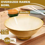 8-Inch 4 Sets Ceramic Ramen Bowl (16 Piece) - Japanese Porcelain Dishwasher Microwave Safe Salad Noodles Cereal Pasta Soup Large Bowls with Chopsticks Forks Spoons for Men Women Housewarming Gift