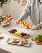 LAUCHUH 3 Tier Serving Tray, Porcelain Serving Platters and Trays for Party 12 Inch Tiered Tray Stand Cupcake Stand with Collapsible Sturdier Rack for Mother's Day Serving Food, Speckled Glaze