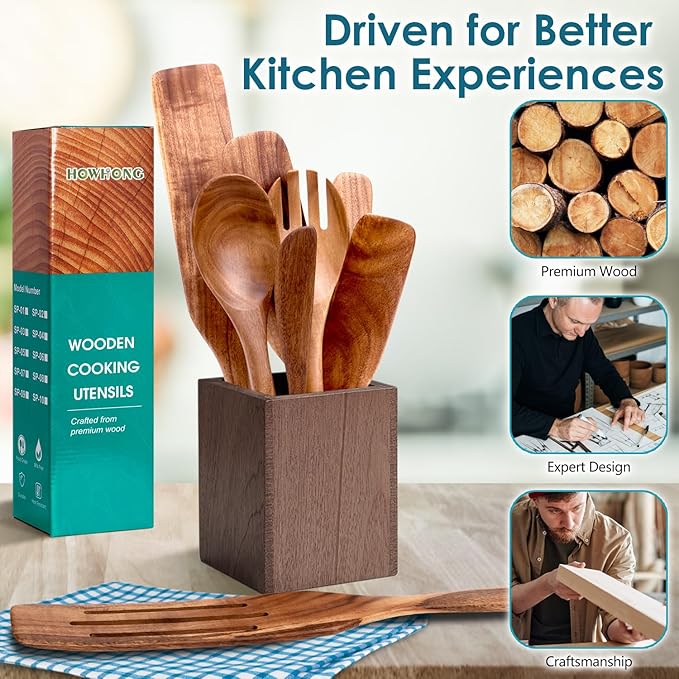 Wooden Spatula Spurtle Set for Cooking, Acacia Wood Kitchen Utensils, Premium Handmade Spurtles for Nonstick Cookware, Heat Resistant, Smooth Finish, Comfortable Grip, 8 Piece