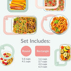 Bentgo Signature Leak-Proof Glass Food Storage - 12-Piece Set, 1-Compartment Meal Prep Plastic-Free Containers, Airtight Glass Lids, BPA-Free, Microwave, Freezer, Oven, Dishwasher Safe (Desert Sage)