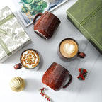HASENSE Ceramic Coffee Mugs Set of 4, 8 oz Small Coffee Cups, Porcelain Mug with Handle for Espresso, Tea, Milk and Cocoa, Ideal for Mother's Day Christmas Gift, Dishwasher & Microwave Safe, Red