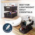 Simple Houseware 2 Tier Bathroom Organizer Tray Pull-Out Sliding Drawer, Under Sink Storage, Brown