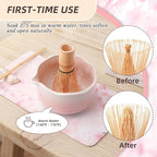 7-Piece Pink Matcha Set, 18oz Gradient Pink Sakura Matcha Bowl with Spout, Bamboo Whisk and Holder, Matcha Kit, Cute Macha Gift Set for Women & Matcha Lovers Starters, Mother's Day Gift