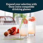 Libbey City Tumbler Glasses Set, 14.3 Oz Clear, Tall Drinking Glasses Set of 8, Thick, Square Glass Cups Set for Casual Dining and Daily Use