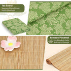 Matcha Whisk Set with Tray 8pcs, Matcha Kit includes Matcha Bowl, Matcha Whisk (Chasen), Whisk Holder, Scoop(Chashaku), Bamboo Placemat, Sifter, Tea Cloth Chakin，Blue & Pink