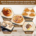 Silicon Baking Mats, 16.5"x11.6" 2-Pack Reusable Silicon Baking Mat Sheet, Baking Sheets Non-Stick, Food Safe Baking Mats Can Be Used For Baking Cookies, Bread, Pizzas