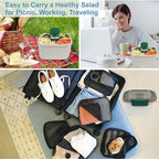 Freshmage Salad Lunch Container To Go, 52-oz Salad Bowls with 3 Compartments, Salad Dressings Container for Salad Toppings, Snacks, Men, Women (Straw White)