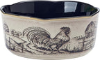 Pfaltzgraff Farmyard Rooster 12 Piece Farmhouse Style Dinnerware Set, Service for 4, Plate Bowl with High Rims, Rustic Design, Brown Black