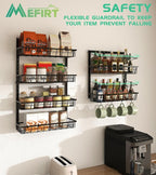 Over The Door Pantry Organizer, Pantry Storage and Organization, 6-Tier Adjustable Hanging Baskets, Metal Wall Mount Spice Rack Seasoning Shelves for Home & Kitchen, Laundry Bathroom - Black