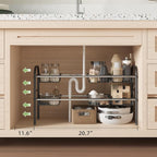 NETEL Under Sink Organizers and Storage, 2 Tier Expandable Under Cabinet Organizer Shelf with 8 Baskets, Expandable Shelf for Cupboard, Kitchen, Bathroom, Shoe Storage Rack