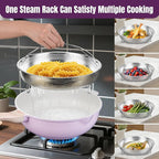 AOSION 12 Inch Nonstick Ceramic Deep Frying Pan Skille with Lid,5.5QT Sauté Pan for Cooking with Steam Rack,Healthy Large Skillet,Stay Cool Handle, Induction Compatible, PFOA & PFAS Free. (PURPLE)