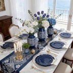 NOCCUR 175PCS Blue Plastic Plates with Disposable Silverware - Include 50 Blue Disposable Plates with Gold Rim,75 Gold Cutlery,25 Cups,25Napkins for Party/Wedding/Graduation/Memorial Day