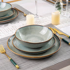 AmorArc Ceramic Dinnerware Sets,Handmade Reactive Glaze Stoneware Plates and Bowls Sets,Highly Scratch Resistant | Dishwasher & Microwave Safe Dishes Set,Service for 4 (16pc)