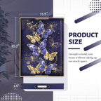 MAONAME Rectangular Decorative Tray, Butterfly Plastic Serving Tray with Handles, Modern Blue Trays for Ottoman, Coffee Table Trays for Living Room, Home Decor, 15.8" x 11.8" x 1.6"
