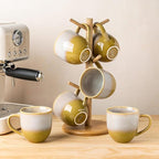 theterra Ceramic Coffee Mugs Set of 6, 12oz Handmade Coffee Cups with Handle for Latte, Tea, Milk, Beer, Hot Cocoa, Autumn Haze