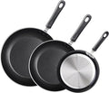 Cook N Home Basics Nonstick Frying Pan Set, 8/9.5/11-Inch 3-Piece Non Stick Saute Fry Pan Skillet Set, Black