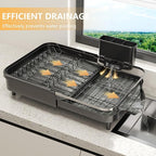 Expandable Dish Drying Rack，Dish Rack for Kitchen Counter-Dish Drainer with Efficient Drainage, Drainboard Set, and Utensil Holder, Over The Sink Dish Drainer Drying Rack